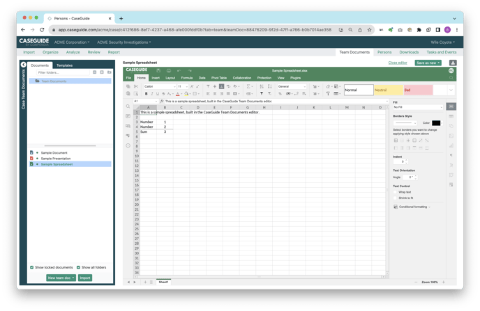 CaseGuide_Team Documents_Spreadsheet